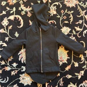 Black Kids Hoodie with Dinosaur Spikes